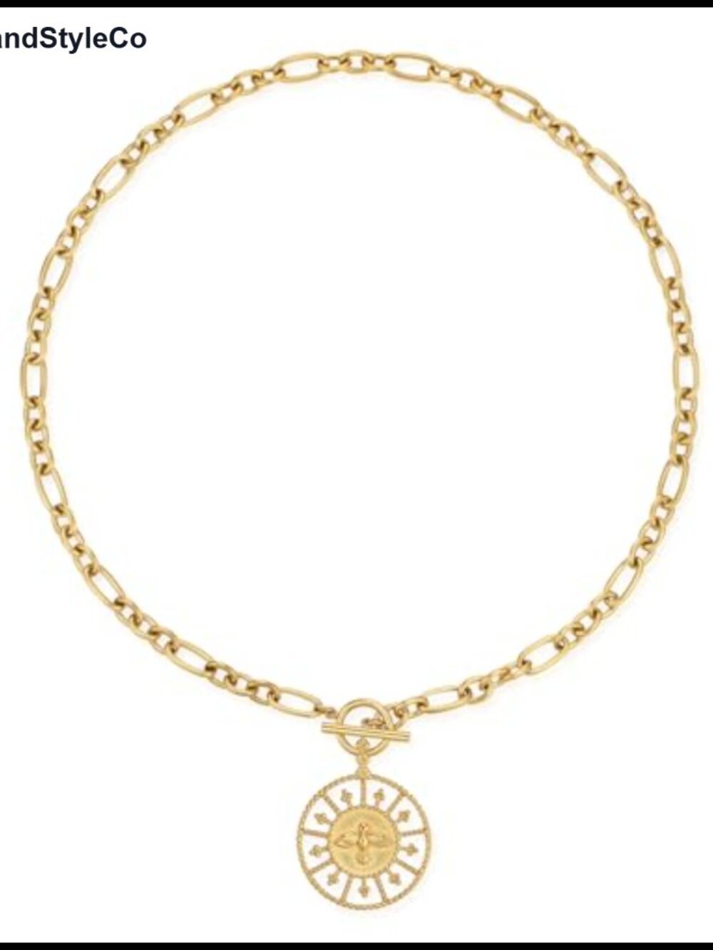 Gold Plated Eagle Medallion Pendant Necklace Stainless Steel Chain Choker